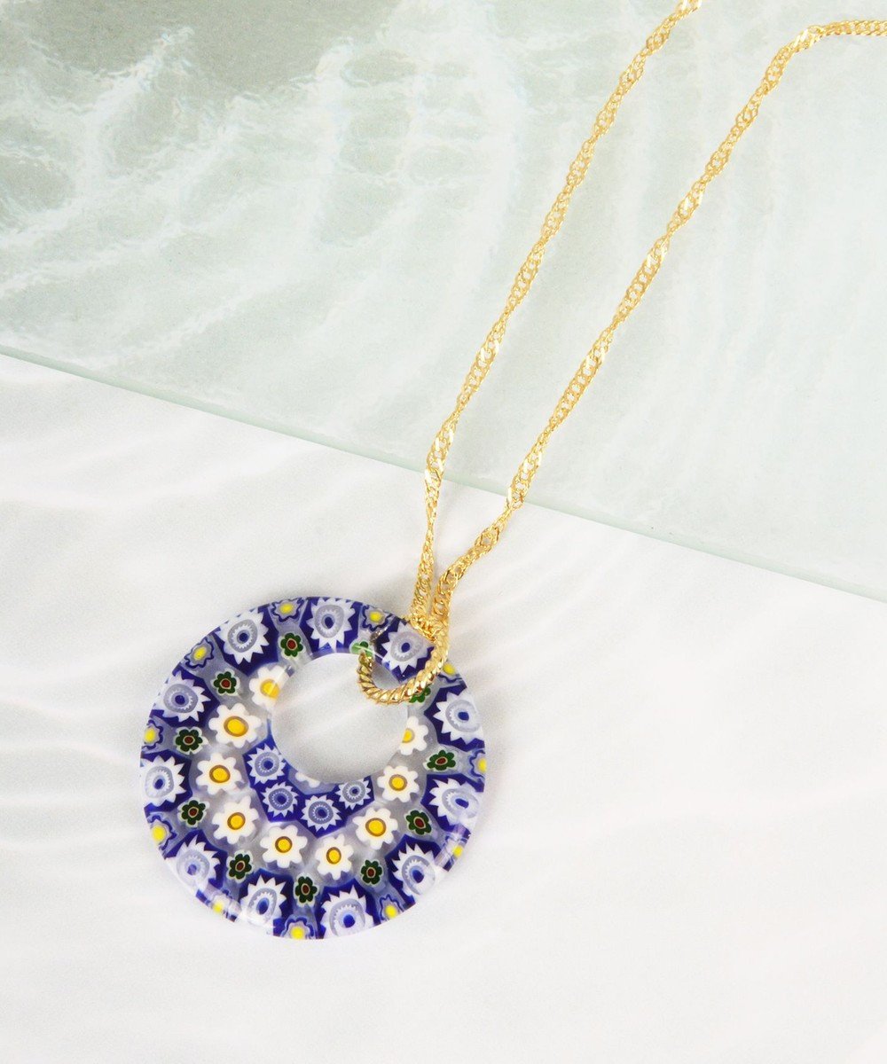 イタリアのヴェネチアンガラス】ムリーネマルチ柄ネックレス(ゴールド