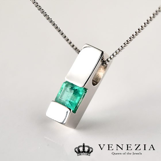 楽天市場】スクエアカット エメラルド ネックレス Pt950 プラチナ